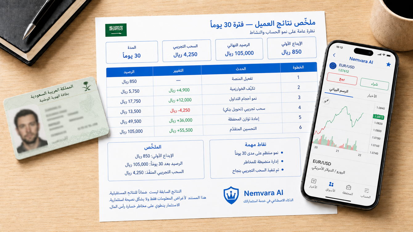 تطوّر حسابنا التجريبي خلال 30 يوماً